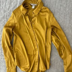 HM gold mustard silky button down